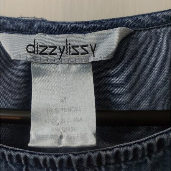 DizzyLissy Lightweight Denim Ruffle Top M Boho Festival Casual Lightweight Boho - Picture 10 of 10